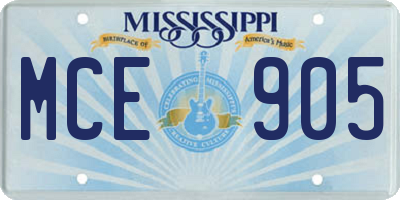 MS license plate MCE905