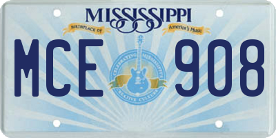 MS license plate MCE908