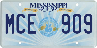 MS license plate MCE909