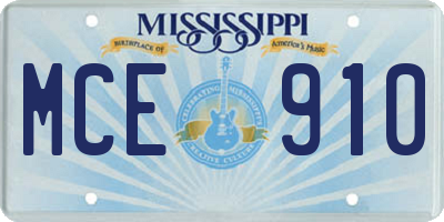MS license plate MCE910