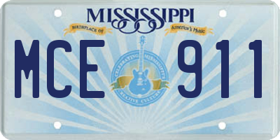 MS license plate MCE911