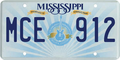 MS license plate MCE912