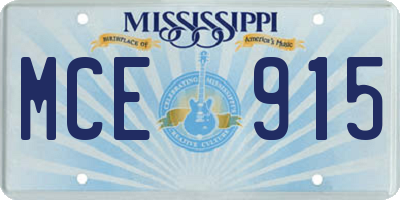 MS license plate MCE915