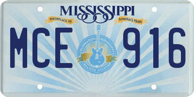 MS license plate MCE916