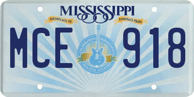MS license plate MCE918