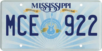 MS license plate MCE922