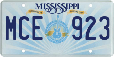 MS license plate MCE923