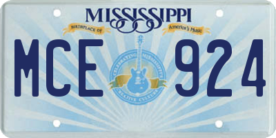 MS license plate MCE924