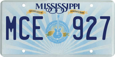 MS license plate MCE927
