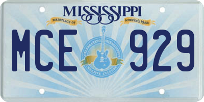 MS license plate MCE929