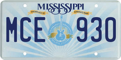 MS license plate MCE930