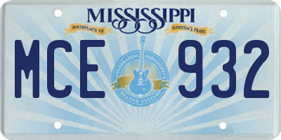 MS license plate MCE932