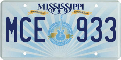MS license plate MCE933