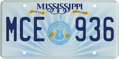 MS license plate MCE936