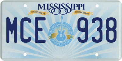 MS license plate MCE938