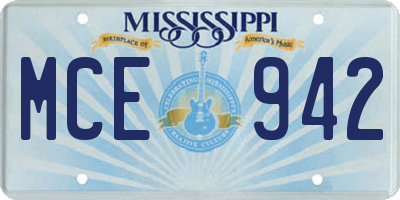 MS license plate MCE942