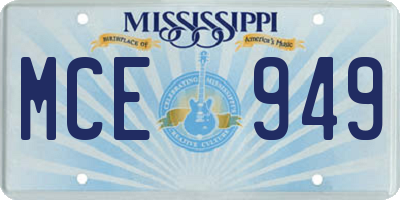 MS license plate MCE949