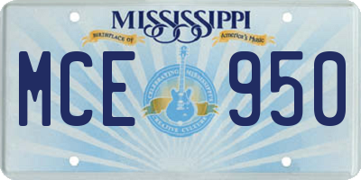 MS license plate MCE950
