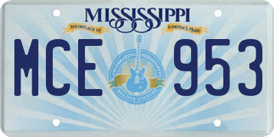 MS license plate MCE953