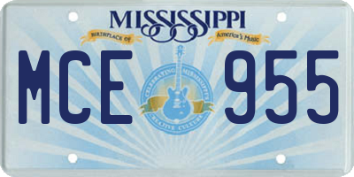 MS license plate MCE955