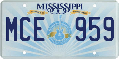 MS license plate MCE959