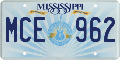 MS license plate MCE962