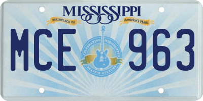 MS license plate MCE963