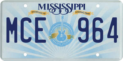 MS license plate MCE964