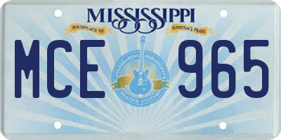 MS license plate MCE965