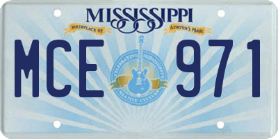MS license plate MCE971