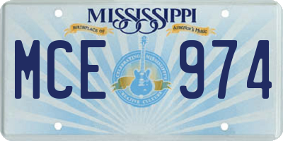 MS license plate MCE974