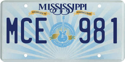 MS license plate MCE981