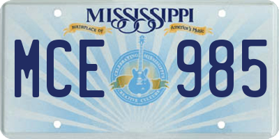 MS license plate MCE985