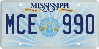 MS license plate MCE990