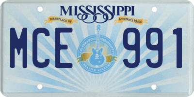 MS license plate MCE991