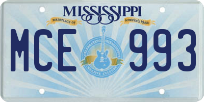 MS license plate MCE993