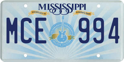 MS license plate MCE994