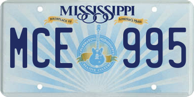 MS license plate MCE995