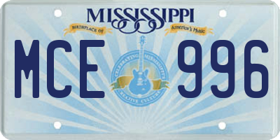 MS license plate MCE996
