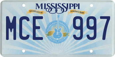 MS license plate MCE997