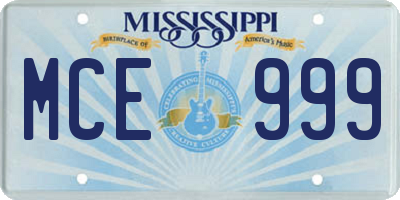 MS license plate MCE999