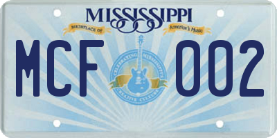 MS license plate MCF002