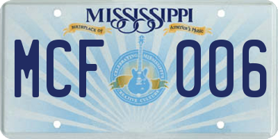 MS license plate MCF006