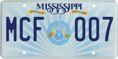 MS license plate MCF007