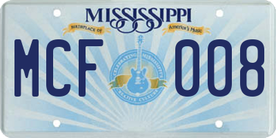MS license plate MCF008