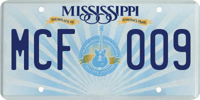 MS license plate MCF009