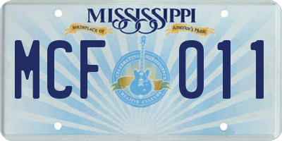 MS license plate MCF011