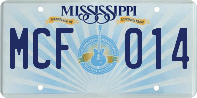 MS license plate MCF014
