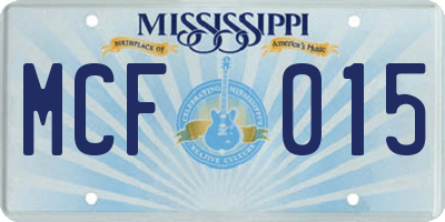 MS license plate MCF015