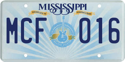 MS license plate MCF016
